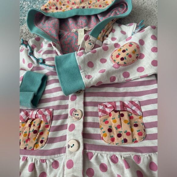 Matilda Jane Hooded stripes and polka dots elbow patch Jacket Sz 18-24 months - Picture 5 of 6